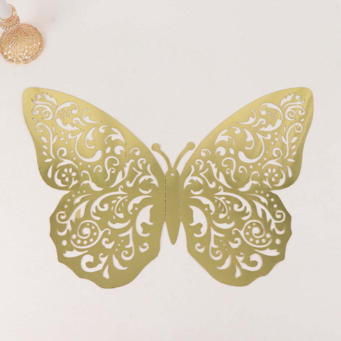 Intricate gold butterfly cutout with decorative patterns