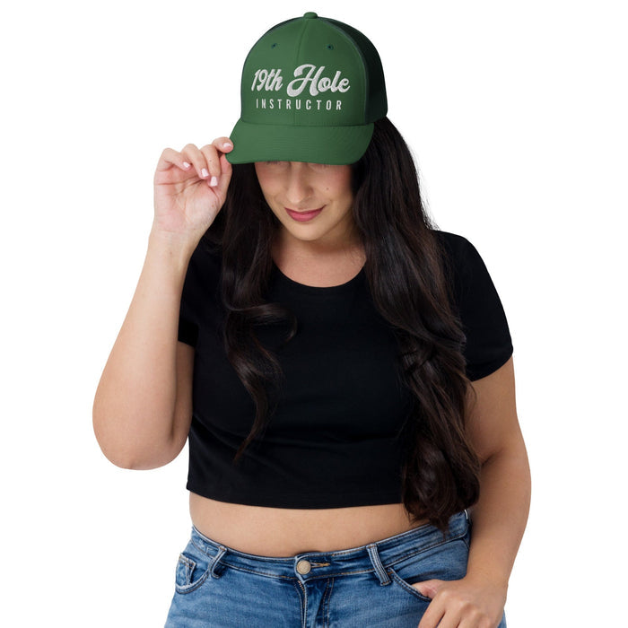 in 19th Hole Instructor Golf Trucker Cap by Birdie Girl Golf