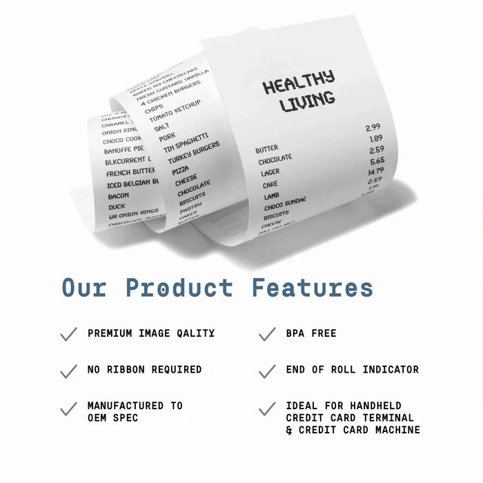 2 1/4" x 16' (100 Rolls) Coreless Thermal Paper Roll