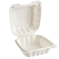 6" x 6" 1-Compartment White Hinged Container, 250 ct