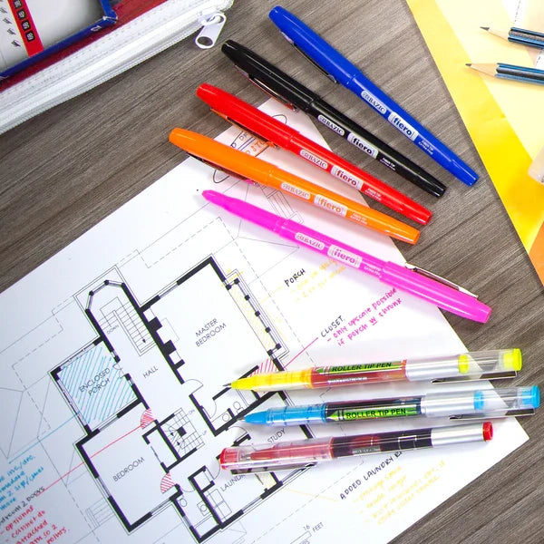 BAZIC 6 Color Dayton Rollerball Pen w/ Metal Clip Sold in 24 Units