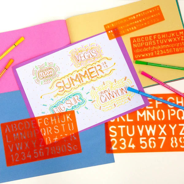 BAZIC 8, 10, 20, 30mm Size Lettering Stencil Sets (4/Pack) Sold in 24 Units