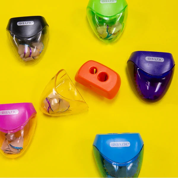 BAZIC Dual Blades Sharpener w/ Triangle Receptacle (2/Pack) Sold in 24 Units