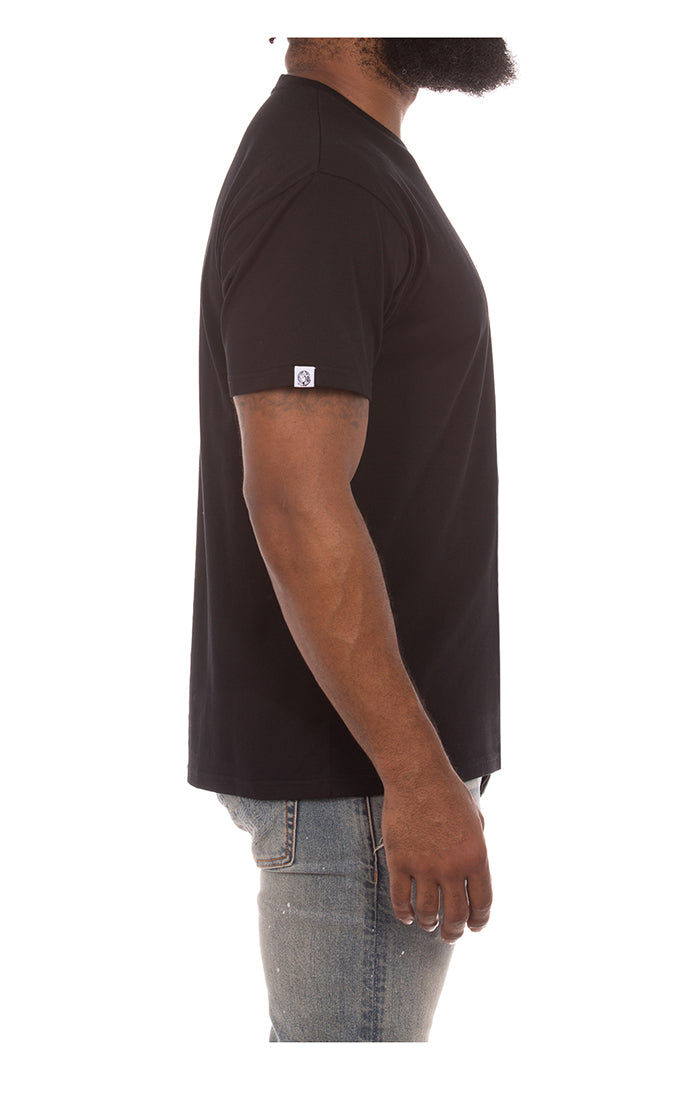 Close-up of the fabric texture and stitching details on Billionaire Boy's Club Black BB Club SS Knit
