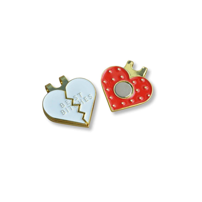 Golf Ball Markers in Best Bitches Broken Heart Golf Ball Marker with Hat Clips Set by Birdie Girl Golf
