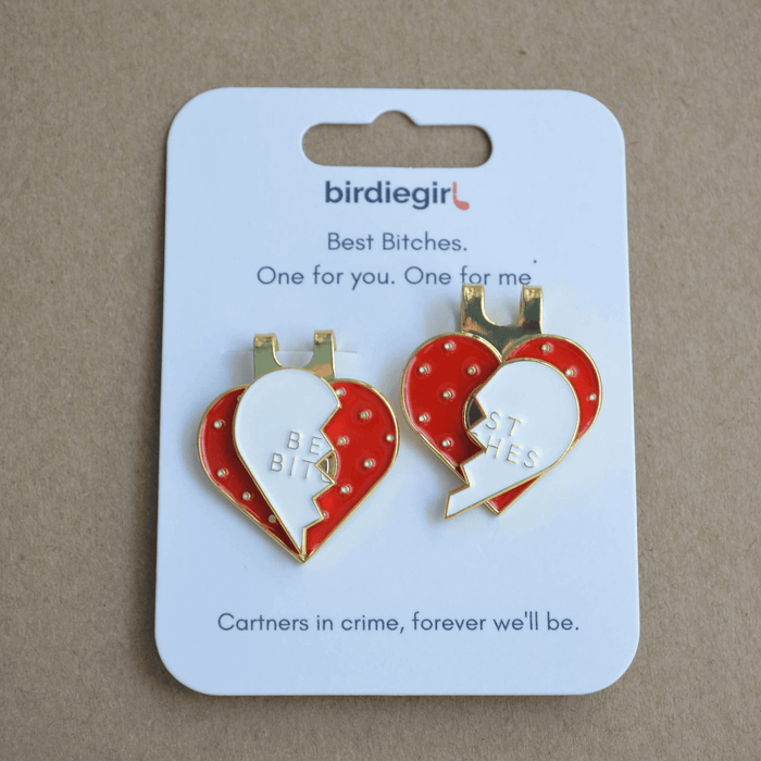 Golf Ball Markers in Best Bitches Broken Heart Golf Ball Marker with Hat Clips Set by Birdie Girl Golf