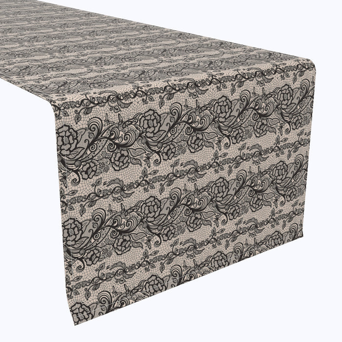 Black Lace Butterflies & Flowers Stripe Runners