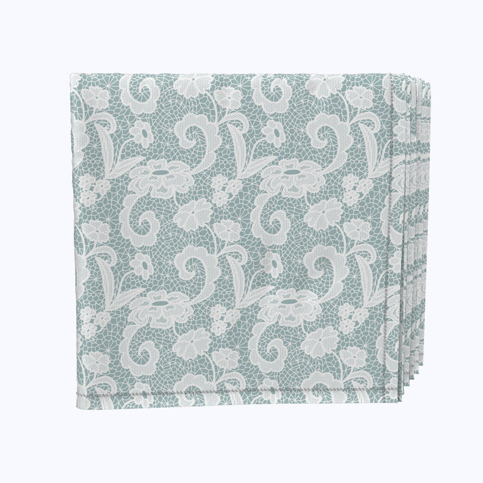 Blue Floral Lace Scrolls Napkins