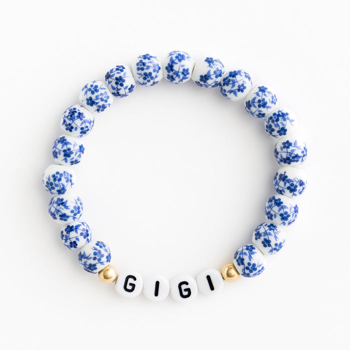 Blue Porcelain Floral Bracelet