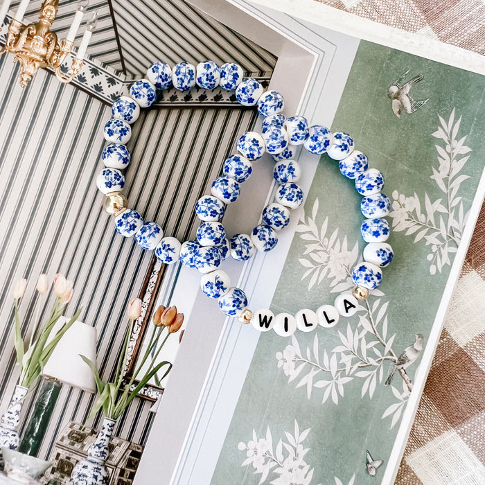 Blue Porcelain Floral Stacker