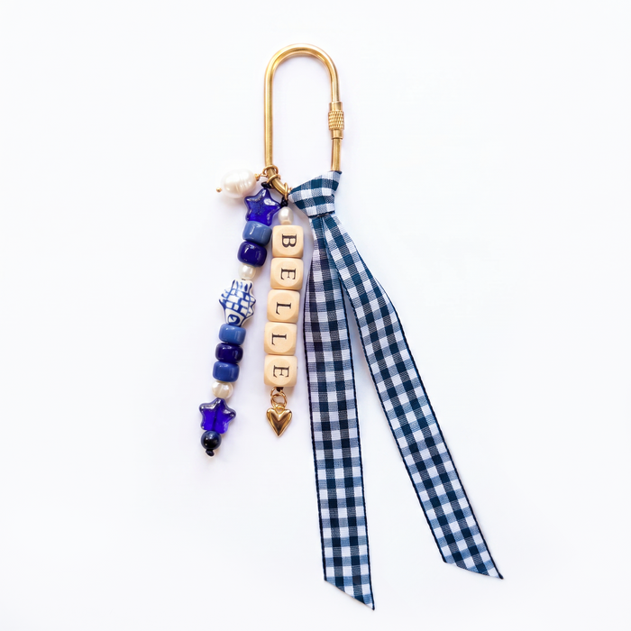 Blueberry Gingham Bag Charm