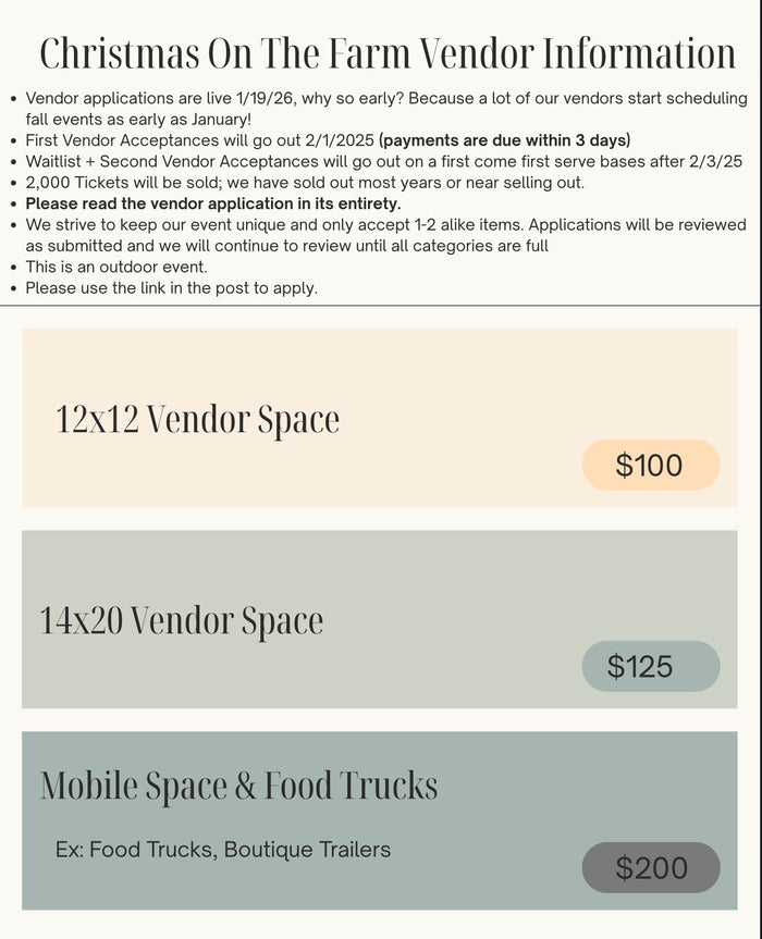 Christmas On The Farm 2026 Vendor Fee