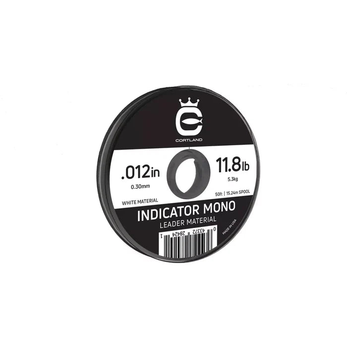 Cortland Indicator Mono Leader spool, white .012in diameter, 50ft length