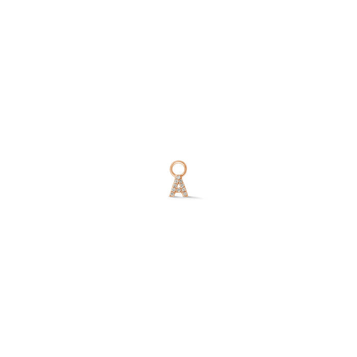 Rose Gold-1^Designer Diamond Huggies: DRD Initial Earring Charm in Rose Gold Thumbnail-only