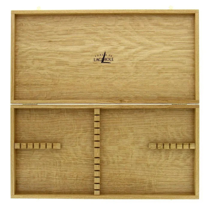 Forge de Laguiole 24-Piece "Ménagère" Laguiole Cutlery Storage Box - Light Oak, - Handcrafted by Forge de Laguiole