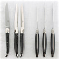 Forge de Laguiole Steak Knives - Black, Set of 6 Shiny Stainless - Handcrafted by Forge de Laguiole