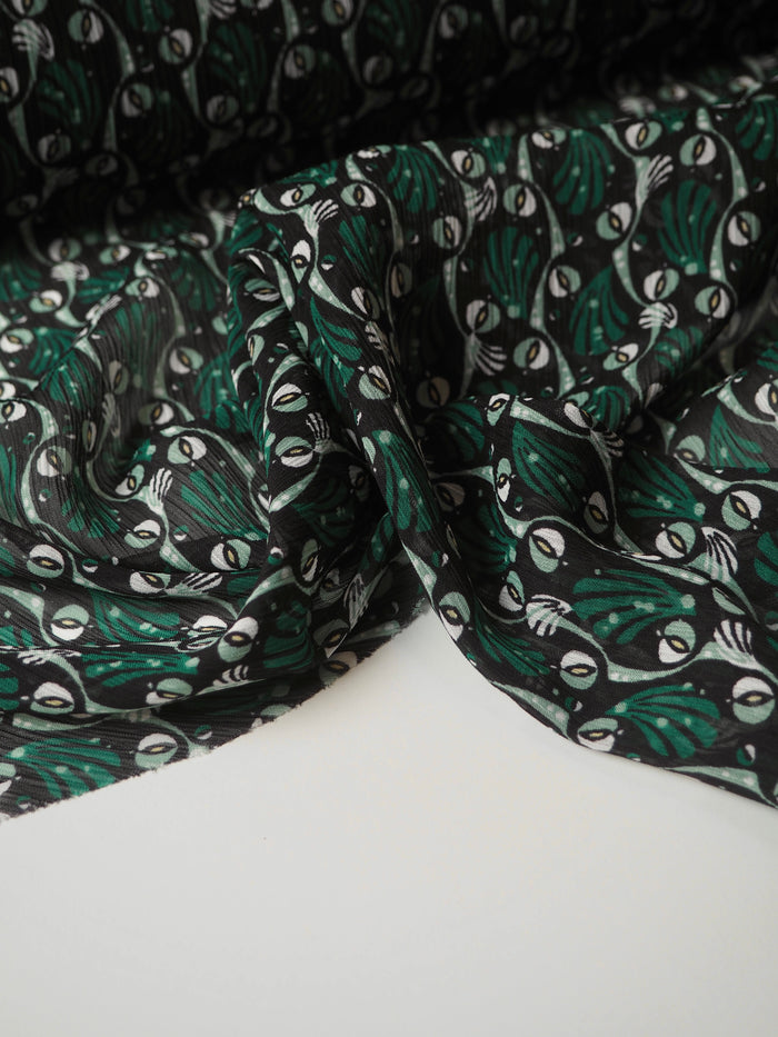 Green Shell Crinkle Chiffon