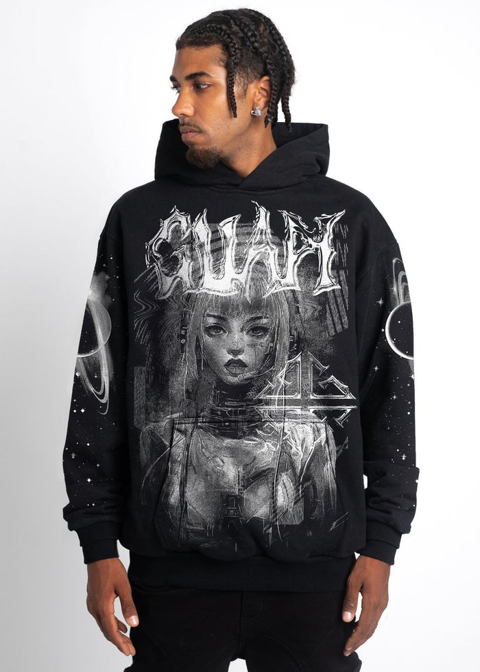 Guapi Space Black Hoodie with futuristic design and comfortable fit