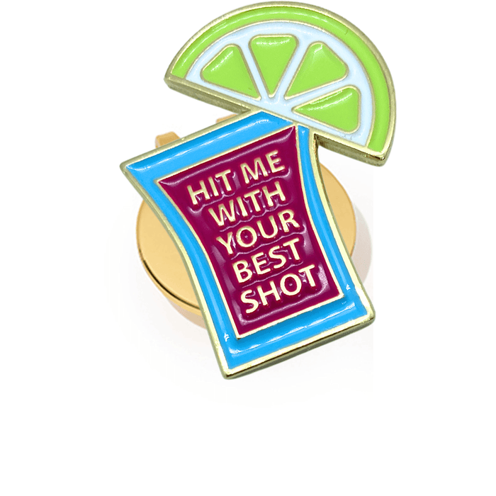 Golf Ball Markers in Gold Hit Me With Your Best Shot Women's Golf Ball Marker with Hat Clip by Birdie Girl Golf