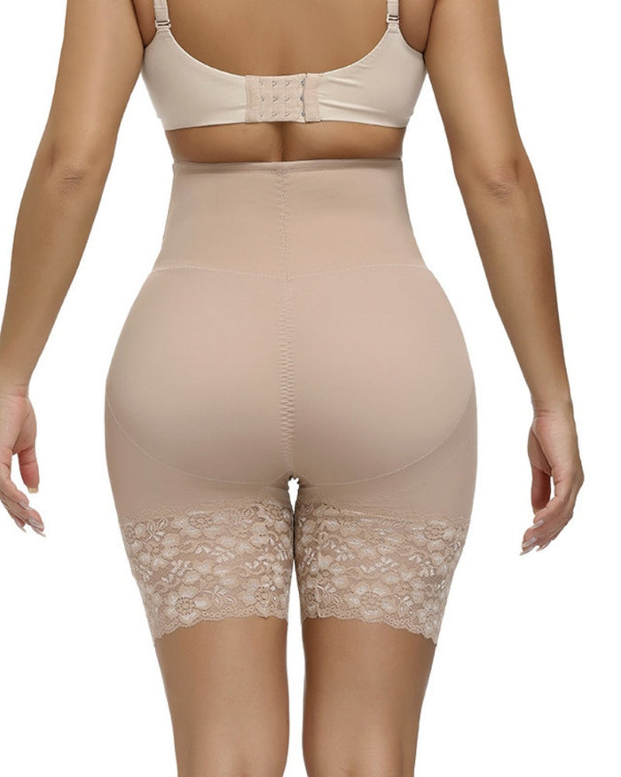 Lace Trimmed High Waist Tummy Control Butt Lift Shaping Shorts  - By Qivii