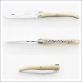 Laguiole Full Handle 11 cm Pocket Knife Horn Tip, top, side, and closed views. Handcrafted details, 100% Made in France.