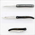 Laguiole Full Handle 12 cm "Old school" Buffalo Bark pocket knife, side view. Handcrafted details, 100% Made in France.