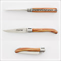 Laguiole XS 9 cm Classic Rosewood pocket knife, top-down view of the open blade and handle. Handcrafted details, 100% Made in France.