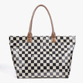 Ounamei Large Capacity PVC Checkered Tote Bag for Women | Waterproof Canvas Work Tote Fits 15.6-Inch Laptop