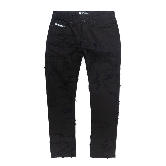 Makobi Prato Black/Black Denim Jeans with distressed details and skinny fit
