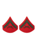 Marine Corps Chevron: Lance Corporal - green embroidered on red, female