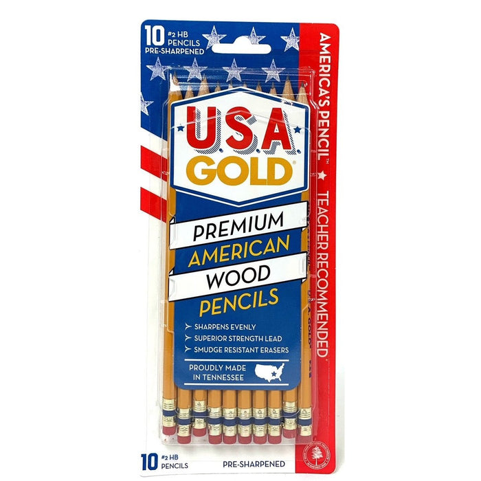 Mattel CYD19 U.S.A. Gold Premium American Wood Pencils 10 Pencils, Yellow