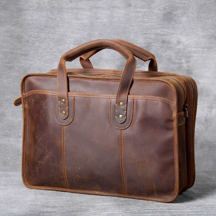 Men's Luxury Leather Medium Laptop  Bag  - By Qivii