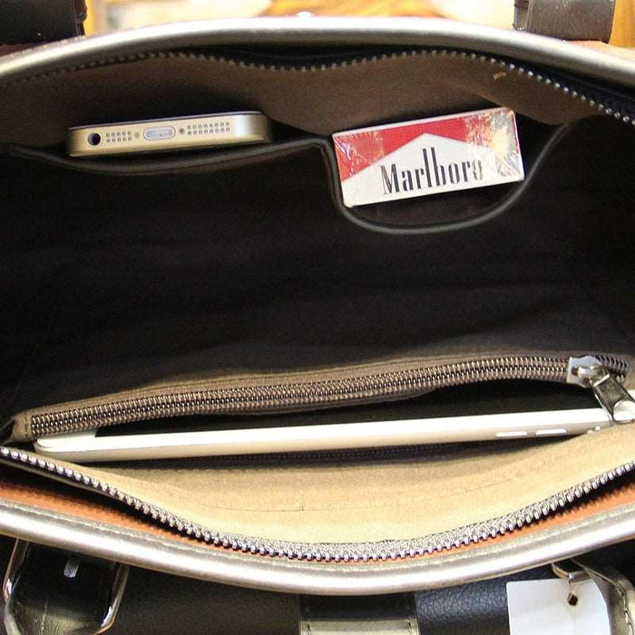 Men's Luxury Leather Shoulder Carry Briefcase  - By Qivii