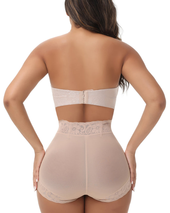 Mid-Rise Butt Lift Shaper Panty Lace Seamless Shapewear Brief - By Qivii