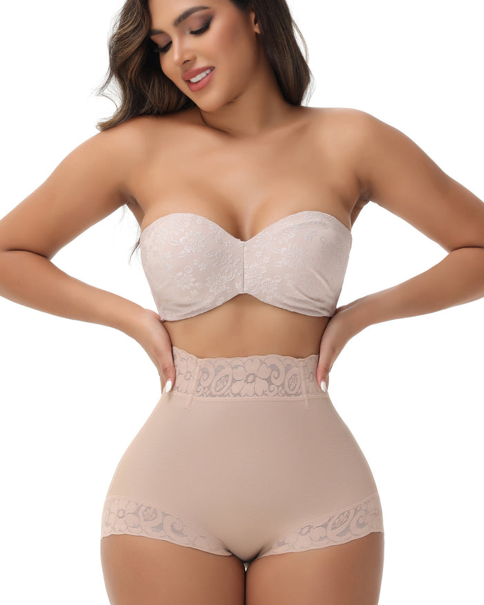 Mid-Rise Butt Lift Shaper Panty Lace Seamless Shapewear Brief - By Qivii