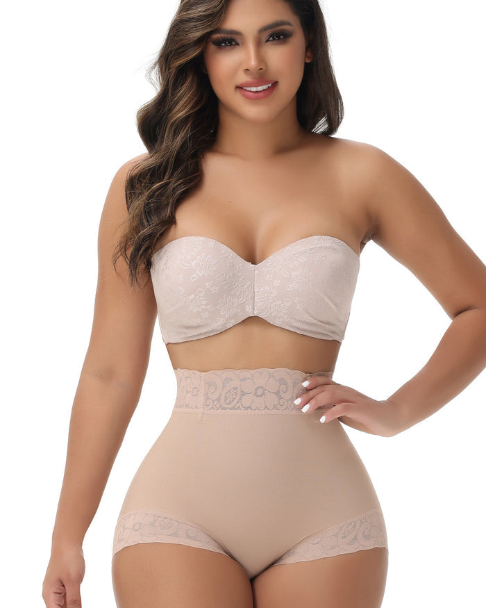 Mid-Rise Butt Lift Shaper Panty Lace Seamless Shapewear Brief - By Qivii
