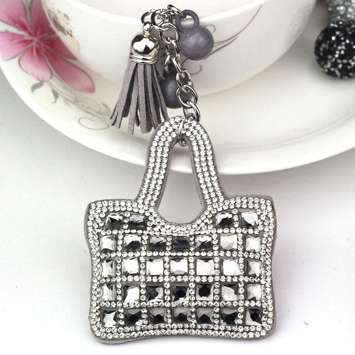 Ounamei Mini Handbag Keychain | Crystal Tassel Bag Charm