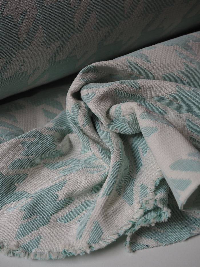 Mint + Ivory Houndstooth Jacquard