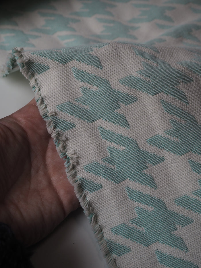 Mint + Ivory Houndstooth Jacquard