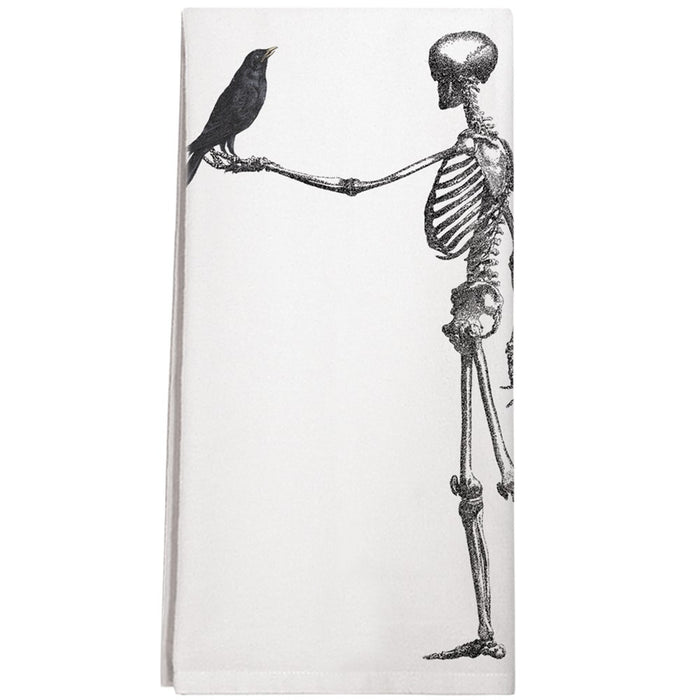 Montgomery Street Skeleton and Raven Cotton Flour Sack Dish Towel - The Barrington Garage