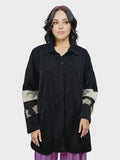 Ribbed Patchwork Art Sleeves - black