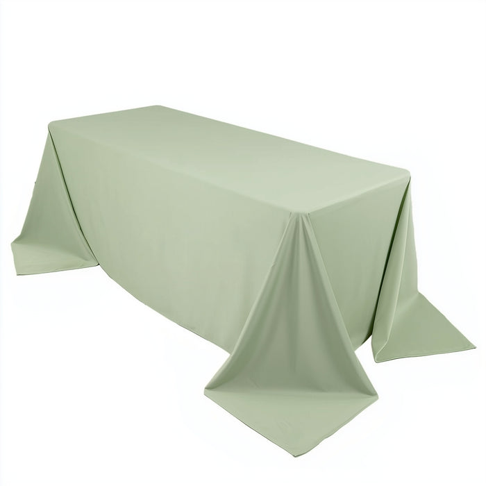 Light green rectangular tablecloth on a plain background