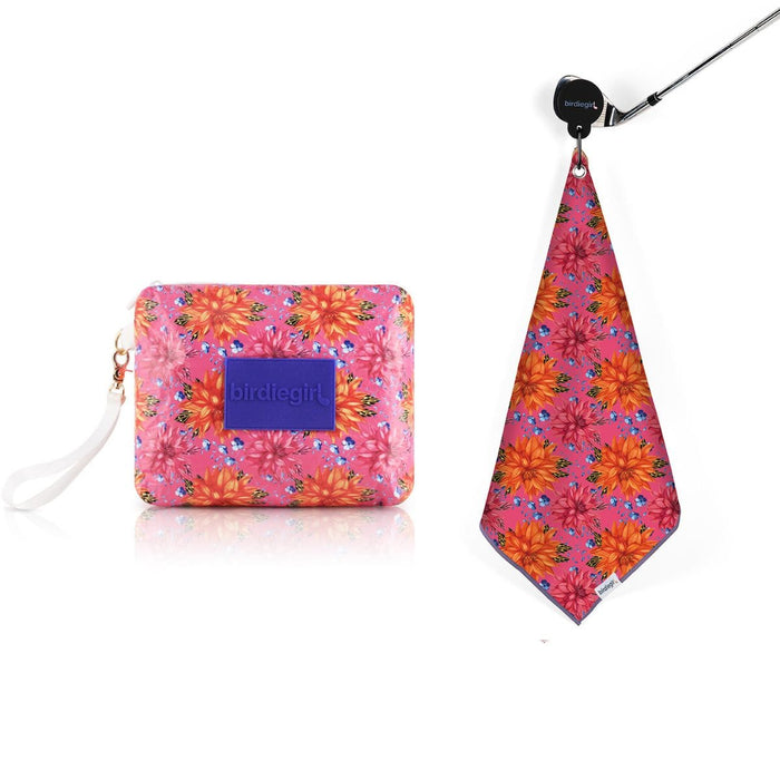 Magnetic Towels in Set of 2: Big Floral Magnetic Golf Towel and Golf Accessory Bag by Birdie Girl Golf