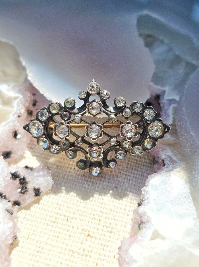 Silver & 18k Gold Antique Paste Brooch | Indulgems | Clearance