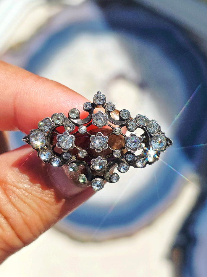Silver & 18k Gold Antique Paste Brooch | Indulgems | Clearance
