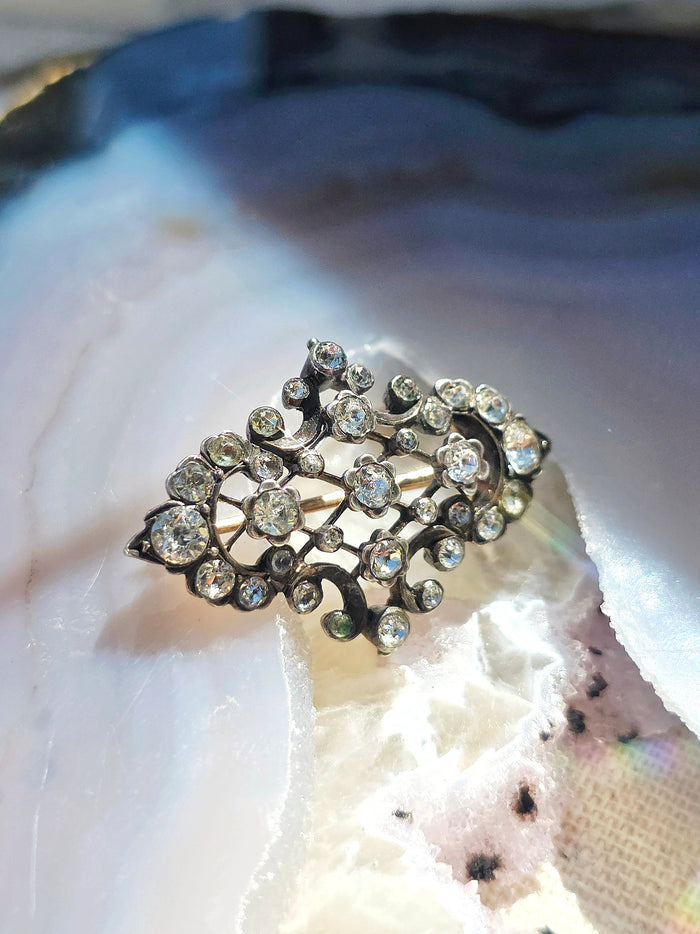 Silver & 18k Gold Antique Paste Brooch | Indulgems | Clearance