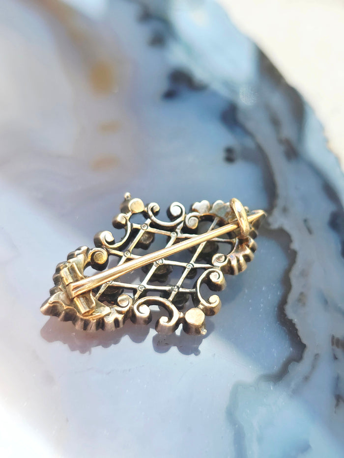 Silver & 18k Gold Antique Paste Brooch | Indulgems | Clearance