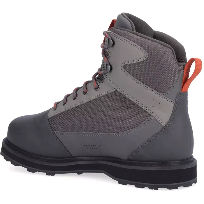 Inner side view of Simms Tributary wading boot showing mesh panels and ventilation holes