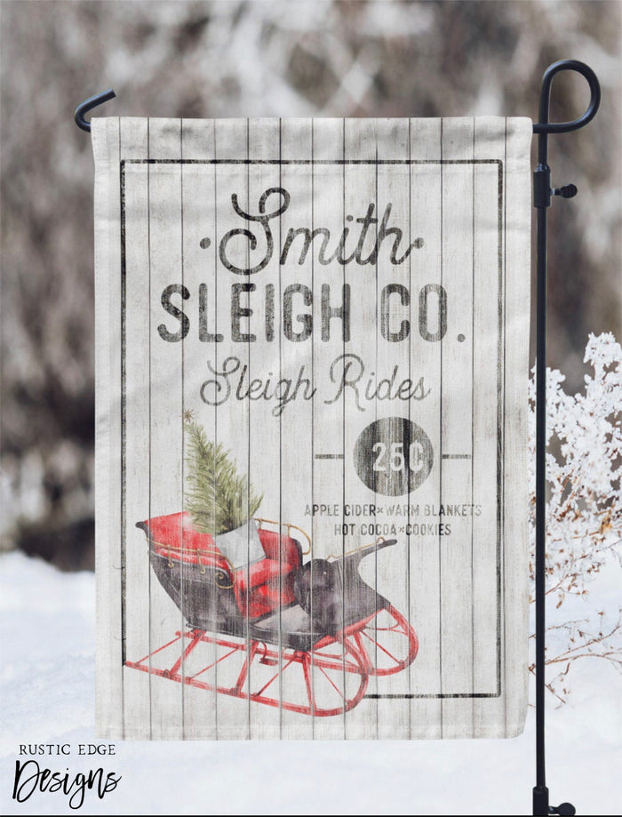 Sleigh Ride Customizable Garden Flag