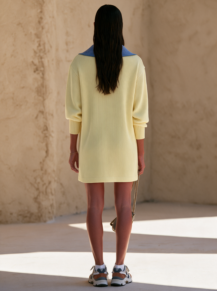 Women's Contrast Collar Casual Knit Mini Dress MDZ0856I3GMJ